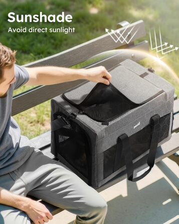 Транспортна сумка для котів Pecute Katzentasche - переноска для котів та маленьких собак, 47 x 33 x 30 см, сіра