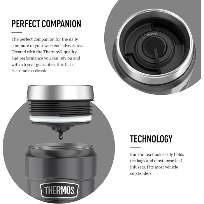 Термос King Reise Thermobecher: термокружка з нержавіючої сталі, 470 мл, вишнево-червоний колір, 0,47 л