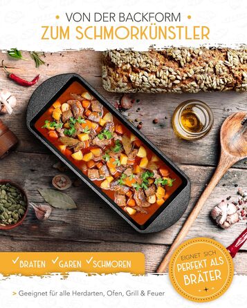 Форма для випічки хліба Krustenzauber з кришкою, чавунна, прямокутна 28 см - для кексів, тостів, хліба