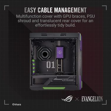 Корпус ПК ASUS TUF Gaming TG Black (Evangelion) з двома камерами, підтримка 360 мм радіаторів та 13 вентиляторів 120 мм, Panoramic View Glass