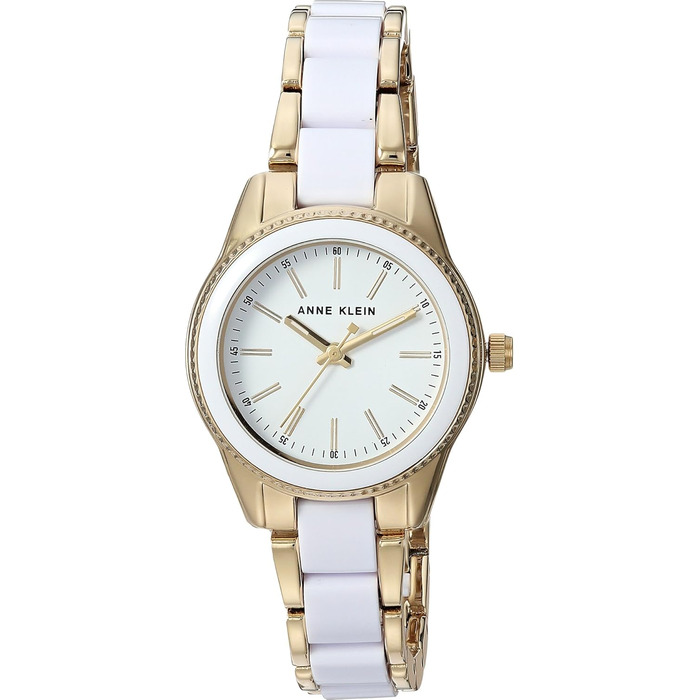 Жіночий наручний годинник Anne Klein з樹脂-браслетом (Білий/Золотий)