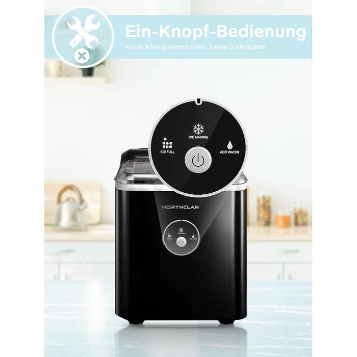 2024 Ice Maker Winner - 14kg Capacity, Fast Ice Production, Quiet Operation, 120W with Scoop & Basket - Compact Ice Maker for Home & Office (Black)