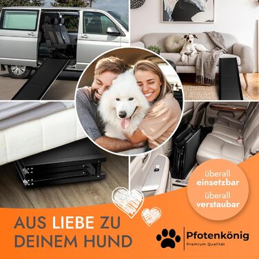 Рампа для собак до 90 кг - PLATZWUNDER - стабільна, преміум-якість, складна, антиковзка, з легкого алюмінію, підходить для всіх автомобілів