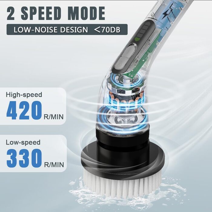 Electric Cleaning Brush, Temodu 7-in-1 Electric Spin Scrubber, Shower Cleaning Brush with Adjustable, 7 Interchangeable Drill Brush Heads for Bathroom/Glass/Tiles/Floor/Car