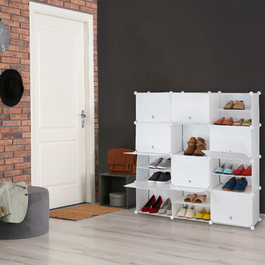Relaxdays Shoe Cabinet, Plug-in System, 24 Compartments