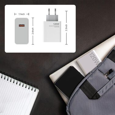 Зарядний пристрій 120W для Xiaomi 15/14T/13T/12T/11T Pro/Ultra, Redmi Note 14/13/12 Pro+ 5G з кабелем USB-C 2м