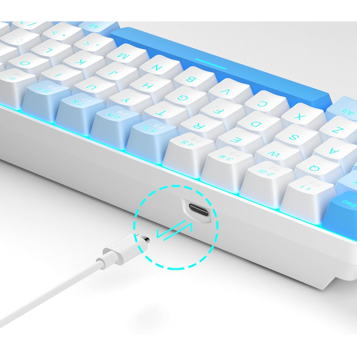 Механічна ігрова клавіатура MageGee MK-Box 68 клавіш, TKL, з LED-підсвічуванням, з червоним перемикачем, для Windows, Laptop, Mac, сіра (небоблакитний/червоний перемикач)