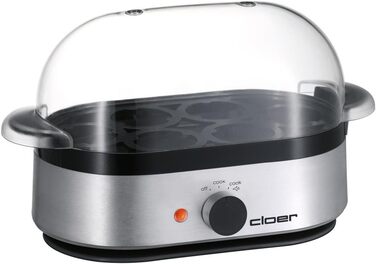 Яйцеварка Cloer 6099 з акустичним сповіщенням, 400 Вт, на 6 яєць, з антипригарним покриттям, алюмінієвий корпус
