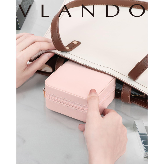 Шкатулка для прикрас Vlando – рожева, з дзеркалом, для зберігання ювелірних виробів (кільця, сережки, намиста)