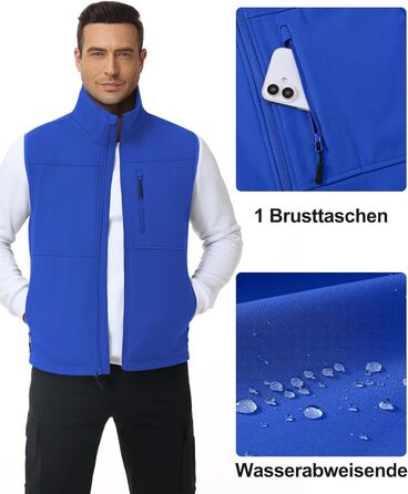 Чоловіча куртка Weste Outdoor з софтової мембрани, водонепроникна та вітронепроникна, з флісовою підкладкою, для туризму (M, Синій)