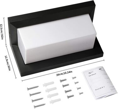 LED вуличний світильник BENMA 18W, IP65, тепле світло 3000K, алюміній, прямокутний | для саду, фасаду, гаража