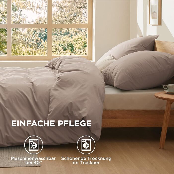 Постільна білизна BEDSURE 135x200 з бавовни, 4-х частинна, сірий колір, комплект з простирадлом та двома наволочками 80x80 см, сертифікат Oeko-Tex, застібка-блискавка (135 x 200 см, хакі)
