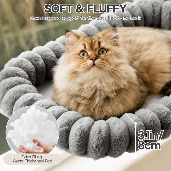 Крісло-гамак для котів EDAGNY на вікно з м'якою підстилкою та знімним чохлом. Стабільна сталева конструкція, до 18 кг (зелений, сірий)