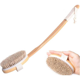 CambOs Bath and Body Brushes made of Horse Hair with Boar Bristles for Women, Long Handle Bath Brushes for Men, Bath Accessories, 20 inches