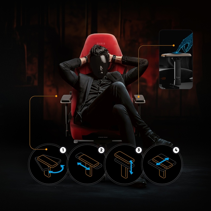 Ігрове крісло Diablo Chairs X.EYE PRIME, тканина, чорно-червоне