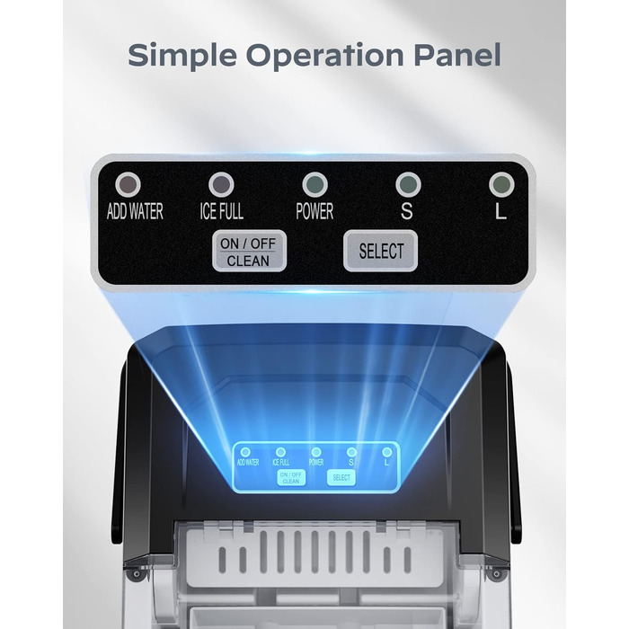 Машина для приготування льоду Silonn IM21 - портативна, самоочисна, 12 кг/день, 9 кубиків/6 хв, чорна