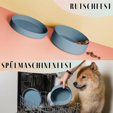 Миска для собак Ne&no® Silikon Fress 1200 мл з кришкою, синій сталевий колір, нековзна, для маленьких та середніх порід
