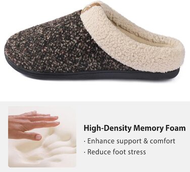 Чоловічі тапочки ULTRAIDEAS з плюшем, теплі зимові тапочки з підкладкою, що нагадує вовну, зручні тапочки з піною Memory Foam, неслизька гумова підошва, для дому та вулиці (40/41 EU, Коричневі)