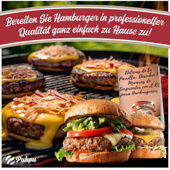 Набір для приготування Smash Burger: прес для бургерів, 2 форми для сиру, лопатка та шампури для гриля – ідеальний подарунок для чоловіків та любителів гриля (9 шт., чорний)