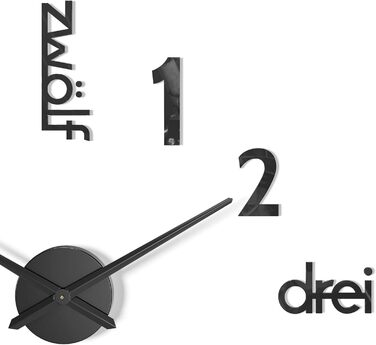 Cander Berlin MNU 0180 S XXL 3D Black Giants Designer Wall Clock Living Room Decoration Wall Tattoo with German Dial made of Acrylic
