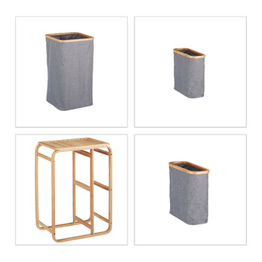 Relaxdays Laundry Basket Shelf Bamboo