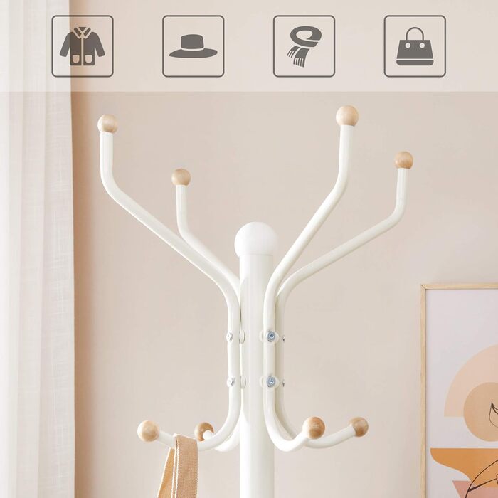 SONGMICS 182 cm (5.97 ft) Height Wardrobe Rack, Stable Metal Clothes Rack, Wardrobe, White, RCR19W