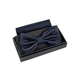 Массі Моріно: Комплект краватка-метелик та кишеньковий хустинка для чоловіків - Весільний костюмний аксесуар, регульована метелик, темно-синій