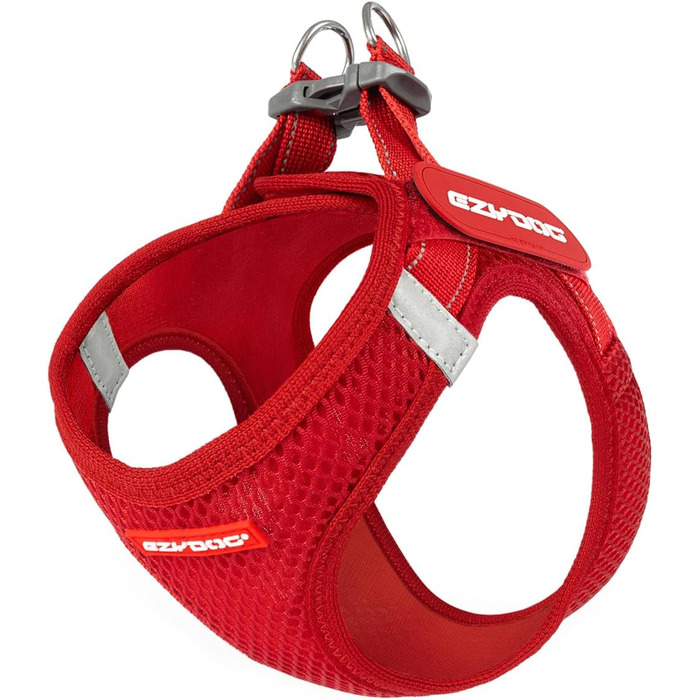Шлейка для собак EzyDog FORMFIT для маленьких собак – дихаюча сітка 3D Air Mesh, легка, регульована, з відбиваючими елементами та міцним D-подібним кільцем (XS, Червона)
