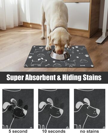 Нековзна підкладка під миску для собак та котів: чорний колір, 40x60 см. Швидковисихаюча, легко миється. Підкладка для миски для тварин