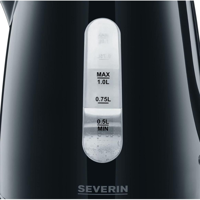 Електричний чайник Severin WK 3410, 2200 Вт, 1 л, з фільтром від накипу, пластиковий, чорний