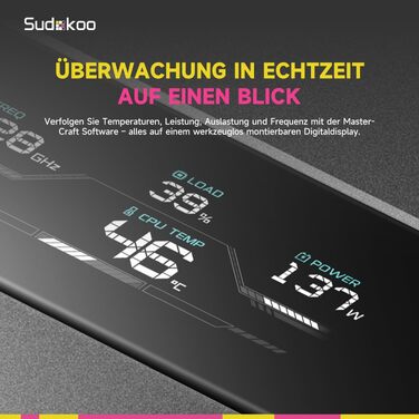 Кулер для процесора Sudokoo SK620V AM5: двосекційний башта (Dual Tower) з цифровим дисплеєм, 6 тепловими трубками та 2 PWM FDB вентиляторами 120мм