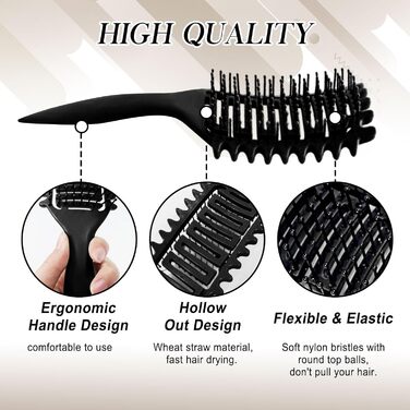 Щітка для кучерявого волосся: формування та визначення кучерів. Чорний колір