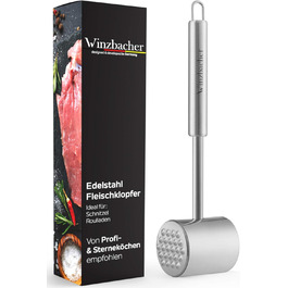Winzbacher® Fleischklopfer з нержавіючої сталі | 2 ударні поверхні - молоток для м'яса, для відбивання відбивних, для розпластування м'яса | ідеально для відбивних, котлет, стейків та ін.