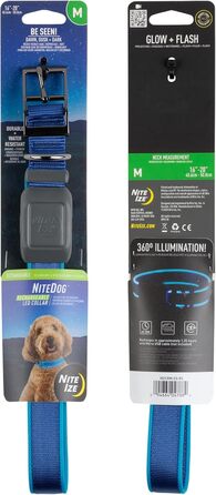 LED-нашийник для собак Nite Ize NiteDog – світлодіодний нашийник з металевою застібкою, водонепроникний, для нічних прогулянок, синій, розмір Medium