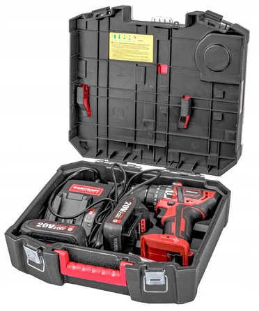 Акумуляторний шуруповерт Worcraft 20 V 2,0 Ah з кейсом та набором аксесуарів