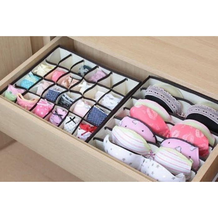 Styleys Set of 4 Foldable Storage Boxes, Drawer Dividers, Odorless Interior Lining, Storage Boxes, Closet Organizer, Under-Bed Organizer for Clothes, Shoes, Underwear, Bras