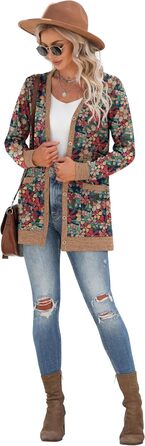 Жіночий трикотажний кардиган GRECERELLE з довгими рукавами, V-подібний виріз, з кишенями та ґудзиками, м'який, довгий, елегантний, для осені, в'язаний, колір морської хвилі (S)