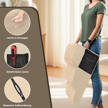 Сходинки для собак - 3 ступені, 40 см, з щільного матеріалу, для ліжка та дивану, знімний чохол, антиковзаюча поверхня, 60x40x40 см, бежевий