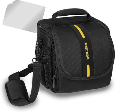 Сумка для камери PEDEA 'Essex' з захисною плівкою для дисплея (M, чорний/жовтий)