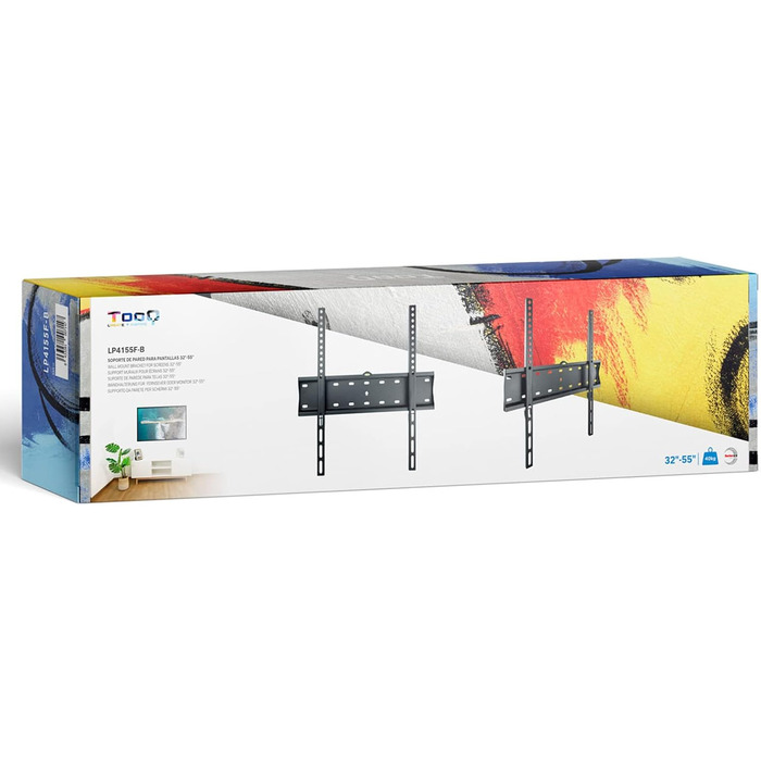 Настінний кронштейн для монітора та ТБ TooQ LP4155F-B (32-55 дюймів), до 40 кг, VESA до 400x400, ультратонкий (27 мм), чорний