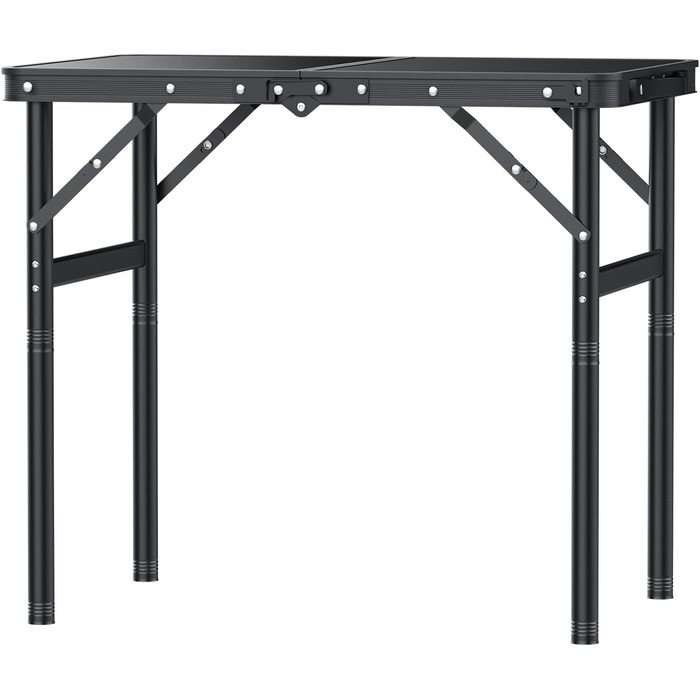 Складний кемпінговий стіл GARLLEN 60x40 см, регульована висота (27/51/75 см), чорний - для пікніка, саду, балкону, пляжу