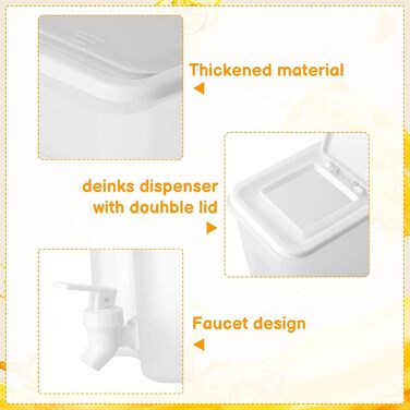 4L Drink Dispenser with Tap, Refrigerator Drink Water Dispenser with Leak-Proof Spout, Plastic, Cold Drinks, Juice, Drink Dispenser Pitcher for Party Drinks, Juice, Iced Tea