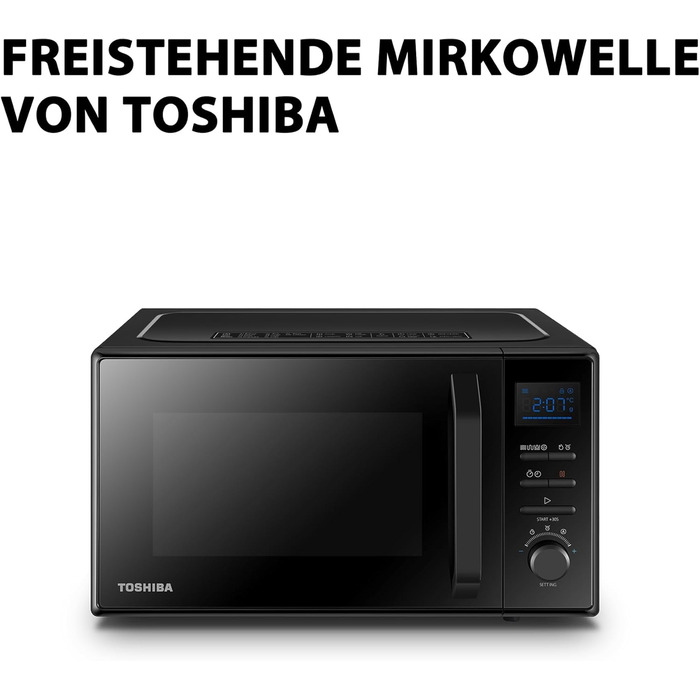 Мікрохвильова піч Toshiba 4-в-1 Freistehend MW2-AC25TF(BK) з конвекцією, грилем та комбінованою функцією, 25л, 900W, 1100W (гриль), 2100W (конвекція), емальоване покриття, пам'ять позиції обертового столу, чорний колір