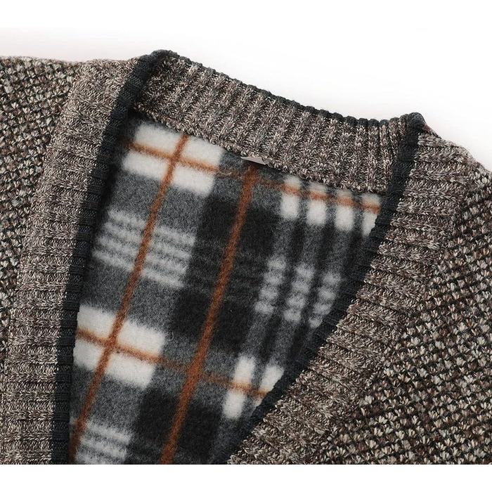 Чоловічий в'язаний кардиган Allthemen з V-подібним вирізом, з підкладкою та ґудзиками, велика в'язка, теплий перехідний жакет (4XL, Кофе)