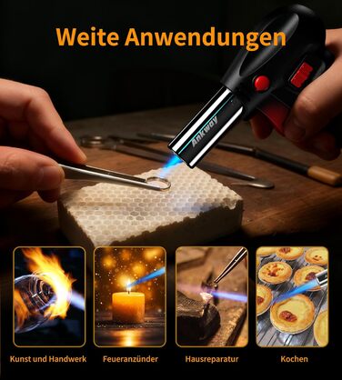 Пальник Бусен для приготування крем-брюле, приготування їжі, кемпінгу, кулінарії та хобі, сріблястий (бутан не входить до комплекту)