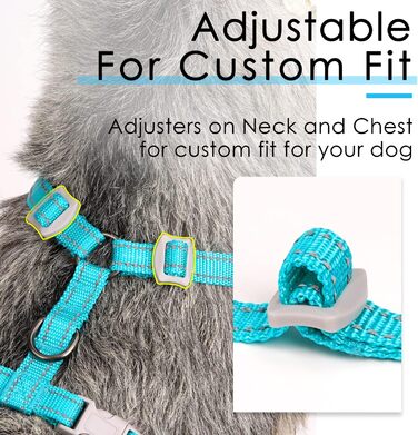 Шлейка для собак ThinkPet No-Pull, дихаюча, для малих, середніх та великих собак, регульована, м'яка, для прогулянок, безпечна, з контролем, з підкладкою, світловідбиваюча (Блакитна, L, 1 шт.)
