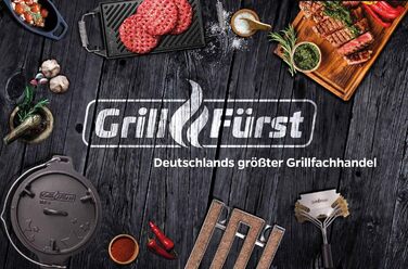 Преміум набір інструментів для барбекю Grillfürst з нержавіючої сталі, 3 предмети: щипці, лопатка, вилка, з петлями для підвішування, подарункова упаковка