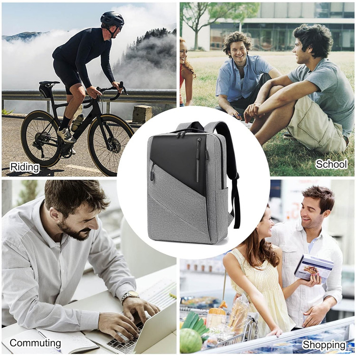 Рюкзак для ноутбука FANDARE Slim - чоловічий/жіночий, для роботи, подорожей, навчання. USB-порт, багато кольорів (сірий)