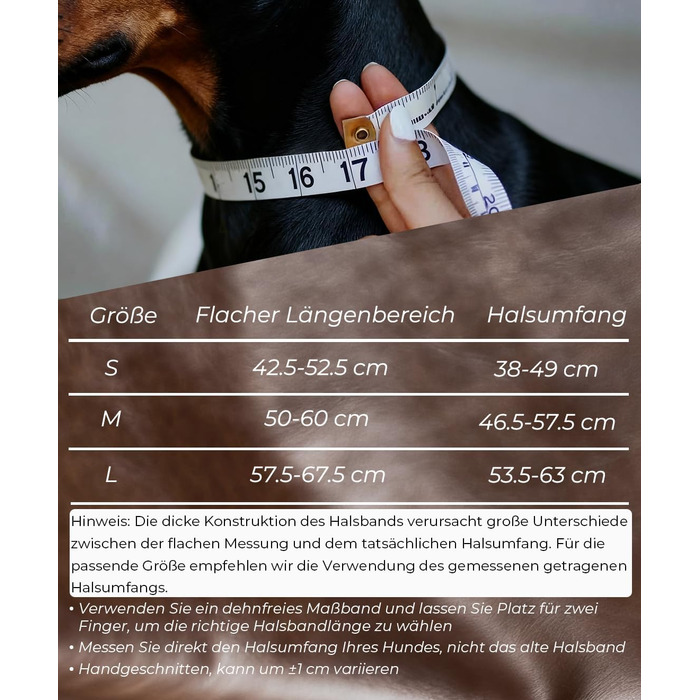 Нашийник для собак з натуральної шкіри, 5 см, ручної роботи, чорний, розмір S (38-49 см)