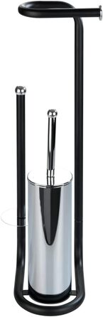 Набір для туалету WENKO Stand WC з інтегрованим тримачем туалетного паперу та щіткою, з нержавіючої сталі, 20 x 62,5 x 23 см (Чорний)